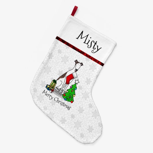 Kerstboom 2 Broodhond (brindle white) Dog Fun Grote Kerstsok (Voorkant (Hangend))