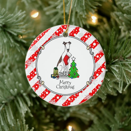 Kerstboom 2 Broodhond (brindle white) Dog Fun Keramisch Ornament (Boom)