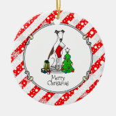 Kerstboom 2 Broodhond (brindle white) Dog Fun Keramisch Ornament (Voorkant)