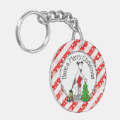Kerstboom 2 Broodhond (brindle white) Dog Fun Sleutelhanger (Voorkant Links)