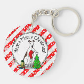 Kerstboom 2 Broodhond (brindle white) Dog Fun Sleutelhanger (Achterkant)
