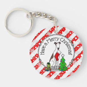 Kerstboom 2 Broodhond (brindle white) Dog Fun Sleutelhanger