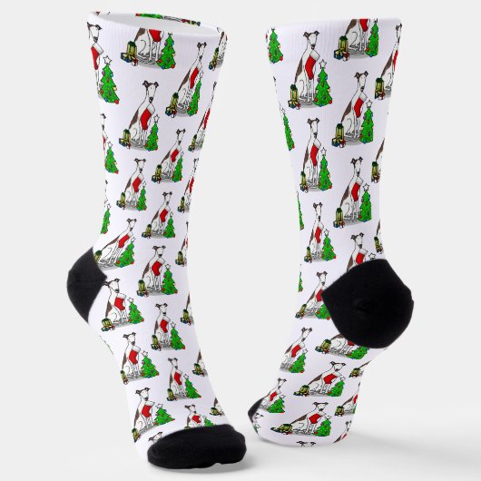 Kerstboom 2 Broodhond (brindle white) Dog Fun Sokken (Gebogen)
