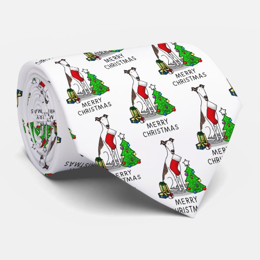 Kerstboom 2 Broodhond (brindle white) Dog Fun Stropdas (Opgerold)