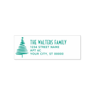 Kerstboom #2 Familienaam Retouradres Zelfinktende Stempel