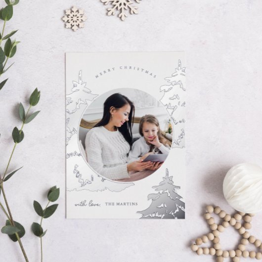 Kerstboom 2-fotofeestdag folie feestdagenkaart
