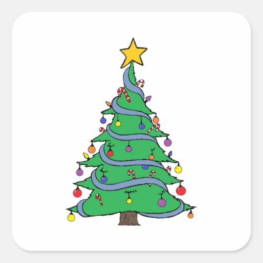 Kerstboom 34 vierkante sticker (Voorkant)