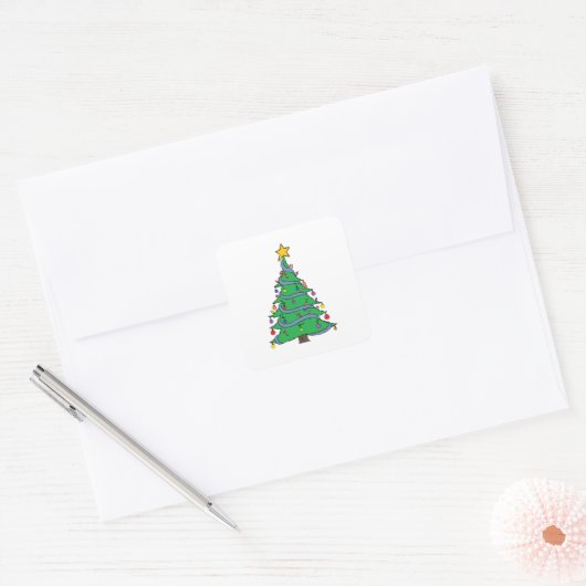Kerstboom 34 vierkante sticker (Envelop)