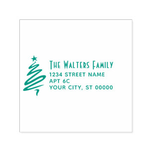 Kerstboom #3 Familienaam Retouradres Zelfinktende Stempel