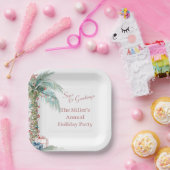 Kerstboom aan de kust papieren bordje (Feest)