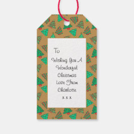 Kerstboom | Aangepast goud Cadeaulabel