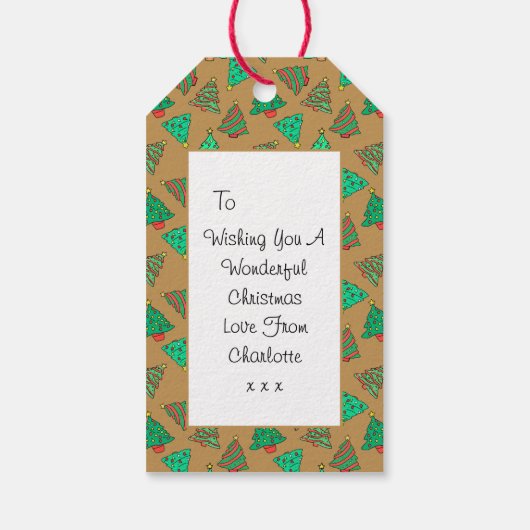 Kerstboom | Aangepast goud Cadeaulabel (Achterkant)