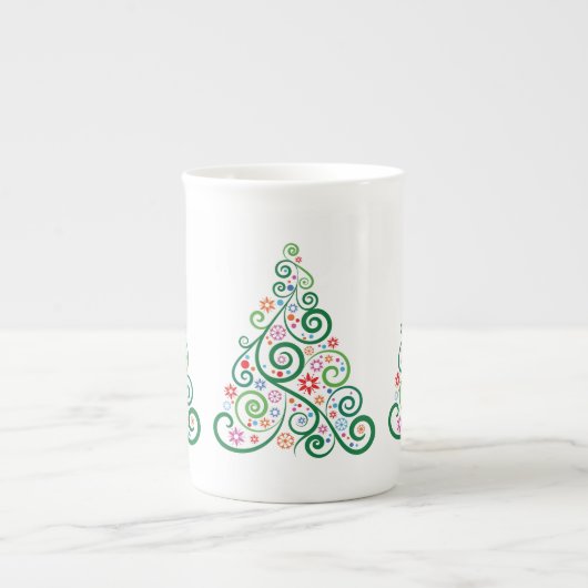 Kerstboom - Aangepaste beenderen China Mok Cup (Voorkant)