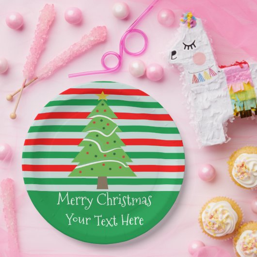 kerstboom Aangepaste Borden met strepen Papieren Bordje (Feest)