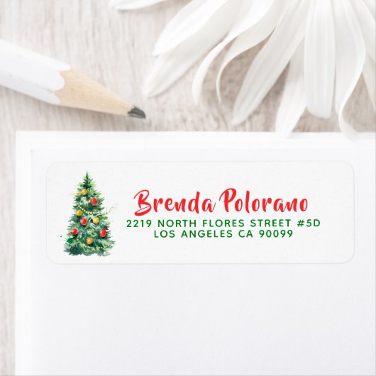 kerstboom aangepaste moderne typografie etiket (Insitu)