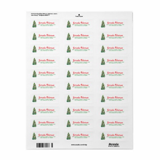 kerstboom aangepaste moderne typografie etiket (Full Sheet)