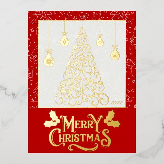 Kerstboom aanpasbare groet folie feestdagen briefkaart (Voorkant)