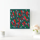 kerstboom abstract ontwerp groen rood wit vierkante klok (Huis)