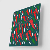 kerstboom abstract ontwerp groen rood wit vierkante klok (Hoek)