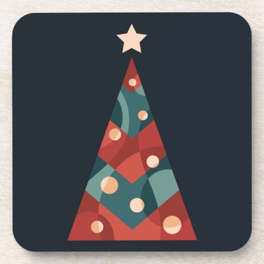 Kerstboom abstract rood blauw design bier onderzetter (Voorkant)