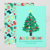 Kerstboom "Alles is helder" Aangepast kleurrijk Feestdagenkaart (Voorkant / Achterkant)