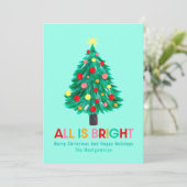 Kerstboom "Alles is helder" Aangepast kleurrijk Feestdagenkaart (Staand voorkant)