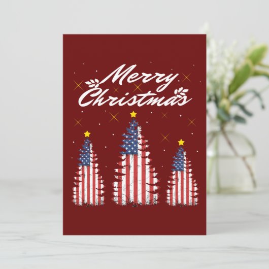 Kerstboom Amerikaanse vlag Kaart (Staand voorkant)
