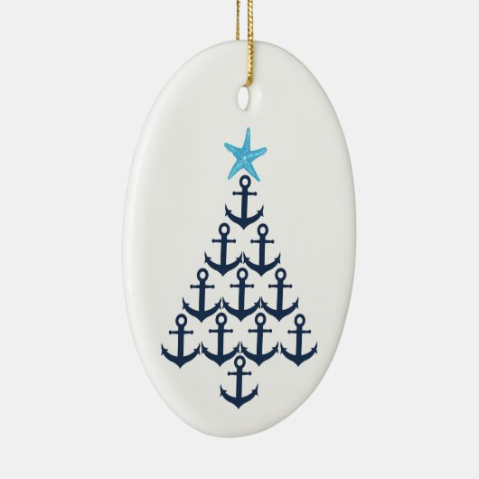 Kerstboom Anchor Nautical Keramisch Ornament (Rechts)