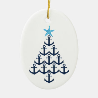 Kerstboom Anchor Nautical Keramisch Ornament