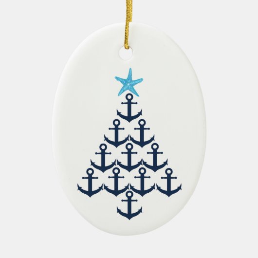 Kerstboom Anchor Nautical Keramisch Ornament (Voorkant)
