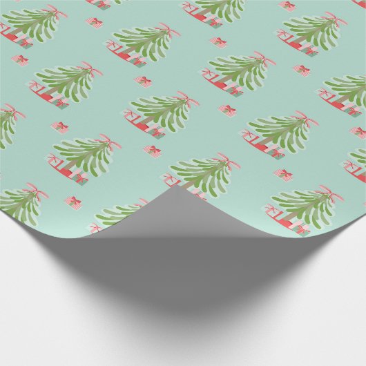 Kerstboom (Aqua) inpakpapier (Hoek)