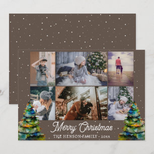 Kerstboom Aquarel Familie 6 Foto Collage 