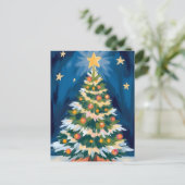 Kerstboom Aquarel Feestdagenkaart (Staand voorkant)