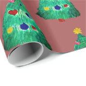 Kerstboom Aquarel Kunst  Cadeaupapier (Rol Hoek)