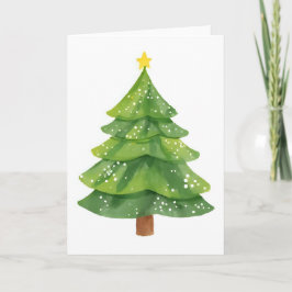 Kerstboom Aquarel Schilderen Vakantie Feestdagen Kaart