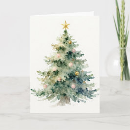 Kerstboom Aquarel Schilderij Pastel Feestdagen Kaart