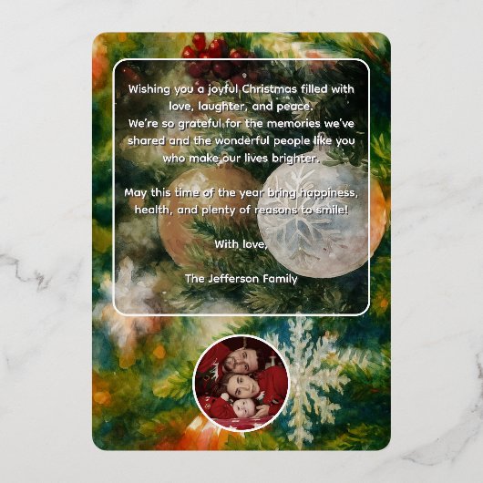 Kerstboom Aquarel Zilver Kerstkaart Folie Uitnodiging (Achterkant)