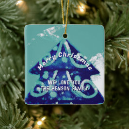 Kerstboom Artistiek Blauw Familie Keramisch Ornament