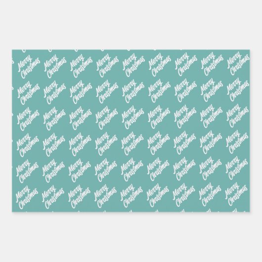 Kerstboom, artistiek blauw Merry Script Inpakpapier Vel (Voorkant 3)