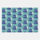 Kerstboom, artistiek blauw Merry Script Inpakpapier Vel (Voorkant 2)