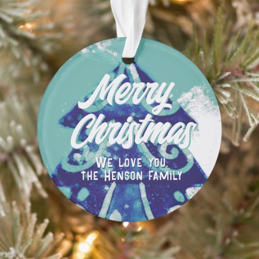 Kerstboom, artistiek blauw Merry Script Ornament (Boom)