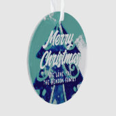 Kerstboom, artistiek blauw Merry Script Ornament (voorkant)