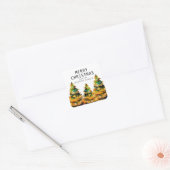 Kerstboom Artistieke Waterverf Vierkante Sticker (Envelop)