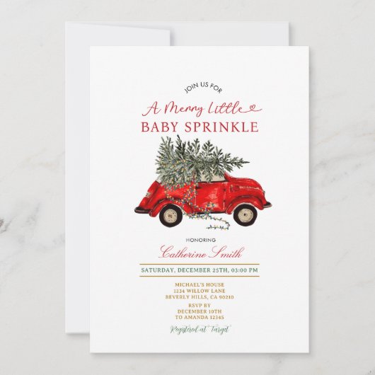 Kerstboom Auto Baby Sprinkle Uitnodiging (Voorkant)