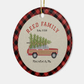 Kerstboom Auto Faux Tweed Plaid Keramisch Ornament (Links)