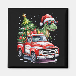 Kerstboom Auto Truck Dinosaurus Trex Kerst B Magneet