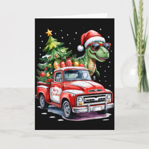 Kerstboom Auto Truck Dinosaurus Trex Kerstmis B Kaart