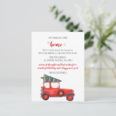 Kerstboom auto We hebben verhuisd vakantie verhuiz Briefkaart (Staand voorkant)