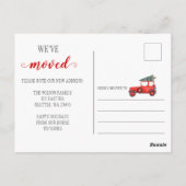 Kerstboom auto We hebben verhuisd vakantie verhuiz Briefkaart (Achterkant)