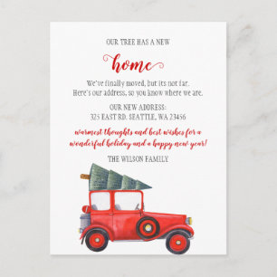 Kerstboom auto We hebben verhuisd vakantie verhuiz Briefkaart